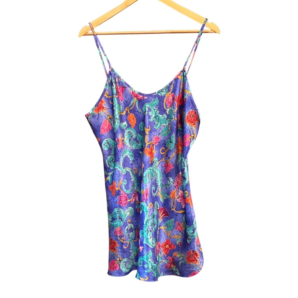 Vintage Katherine Bishop Floral Slip Dress Vaporwave Retro Tropical Bohemian